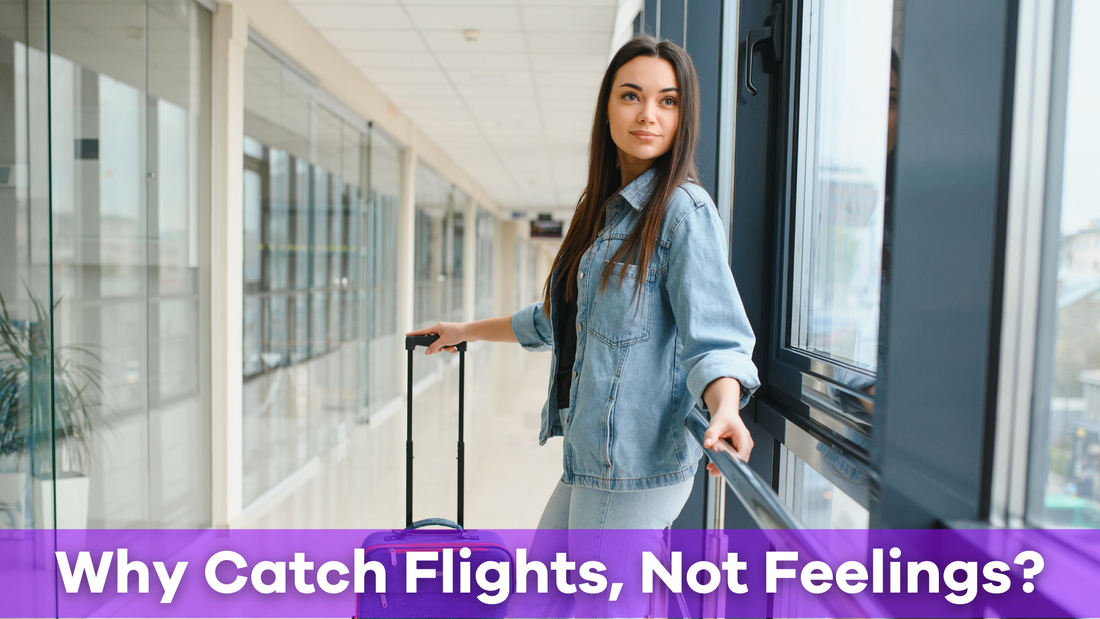 a woman trying to catch flights not feelings